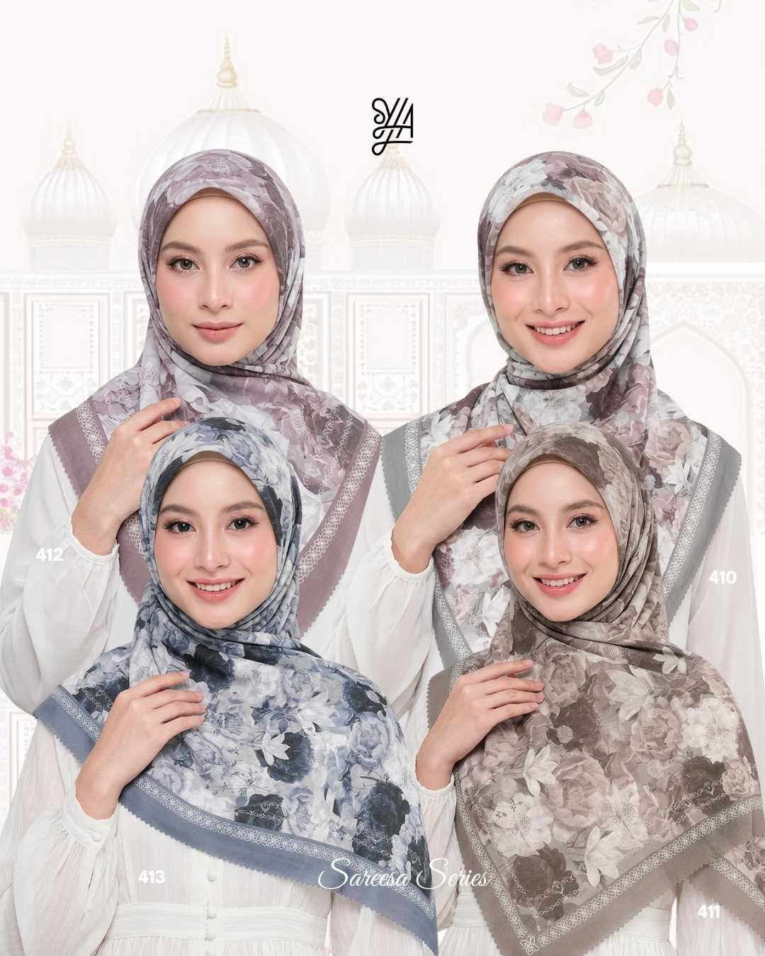 Jilbab Voal Motif Premium - Sareesa Series