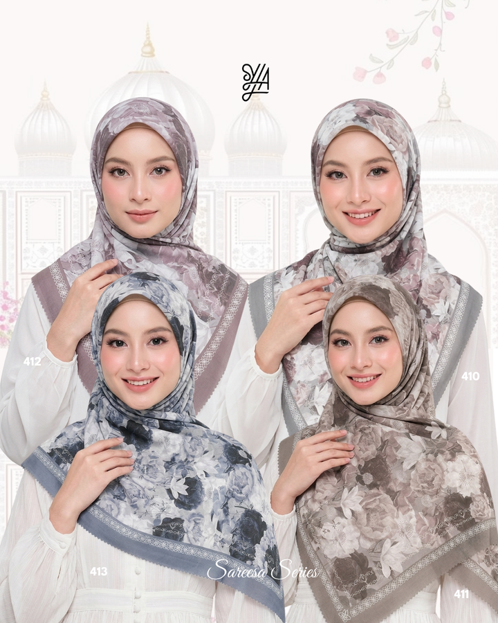 Jilbab Voal Motif Premium - Sareesa Series
