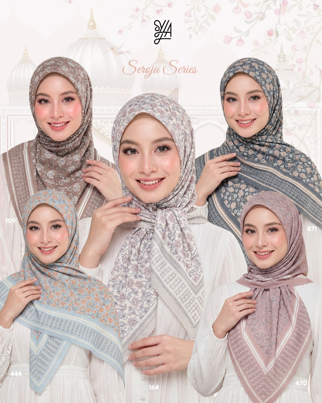 Jilbab Voal Motif Premium - Seroja Series